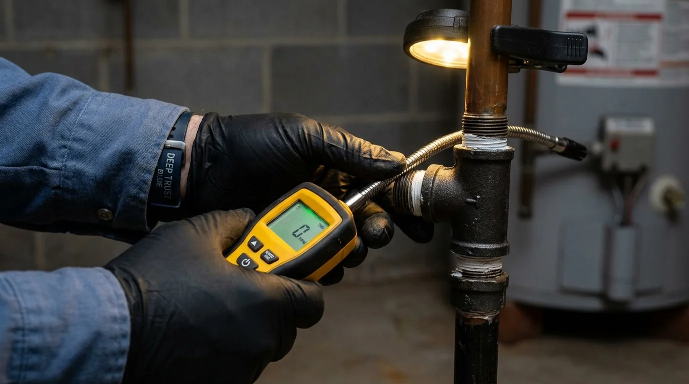Gas leak detection with electronic sniffer by Johns Plumbing LLC in Mount Arlington